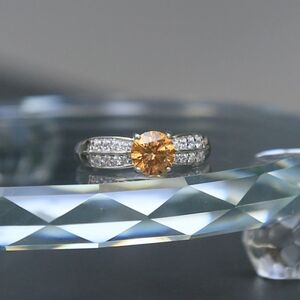 J Francis ✦ Honey Yellow Swarovski Ring ✦ 2.80ctw Moissanite Rhodium Over 925